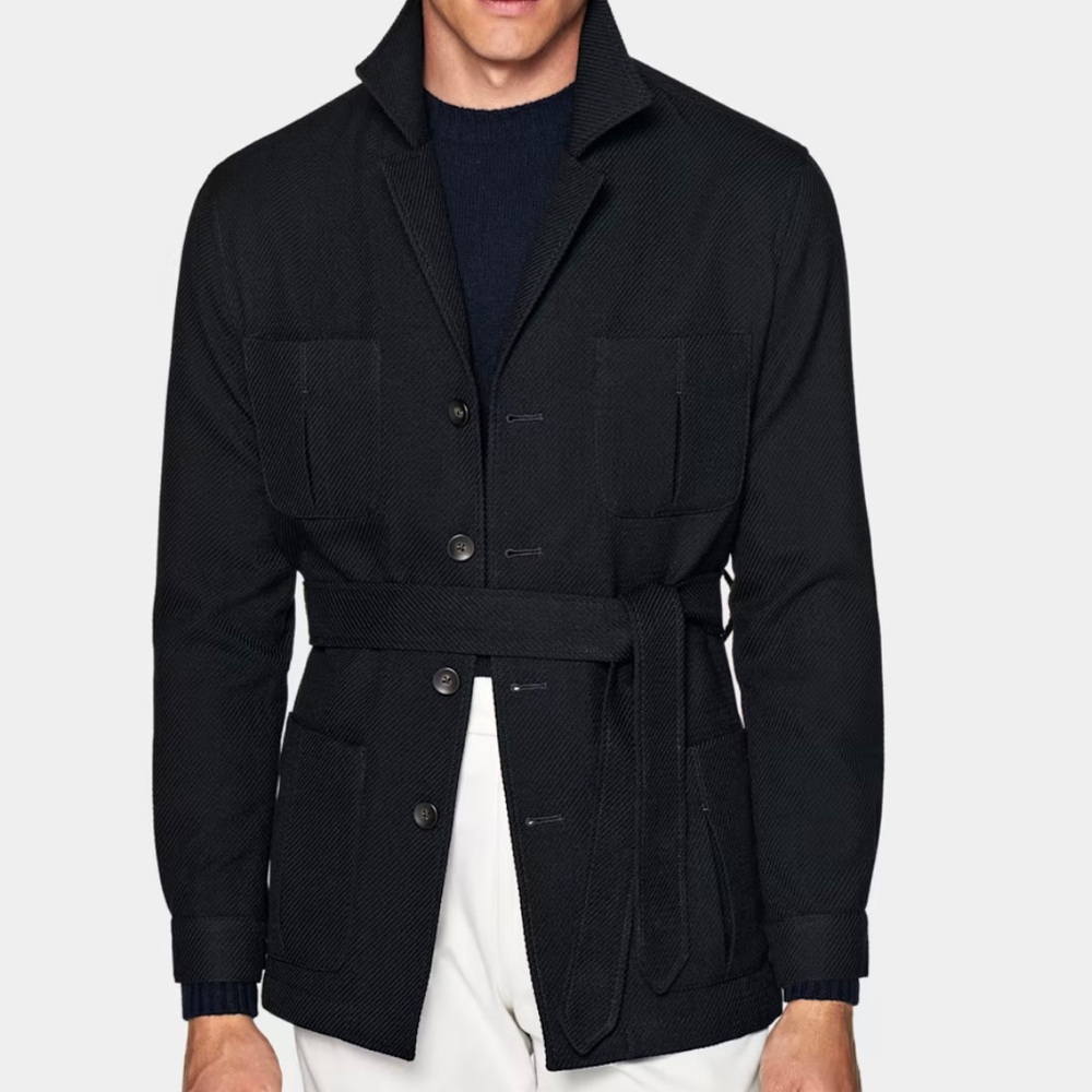 Suitsupply Sahara Navy Blue Pure Wool Super 120s Safari Jacket